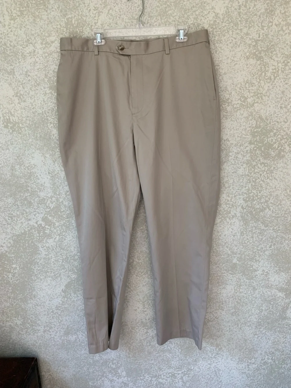 Men's Tailored Light Taupe Dress Pants 38x32 Cotton Office